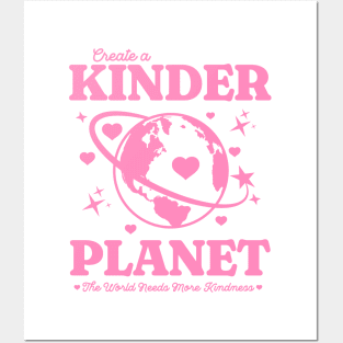 Y2K Create a Kinder Planet - Be Kind Earth Pink Back Print Posters and Art